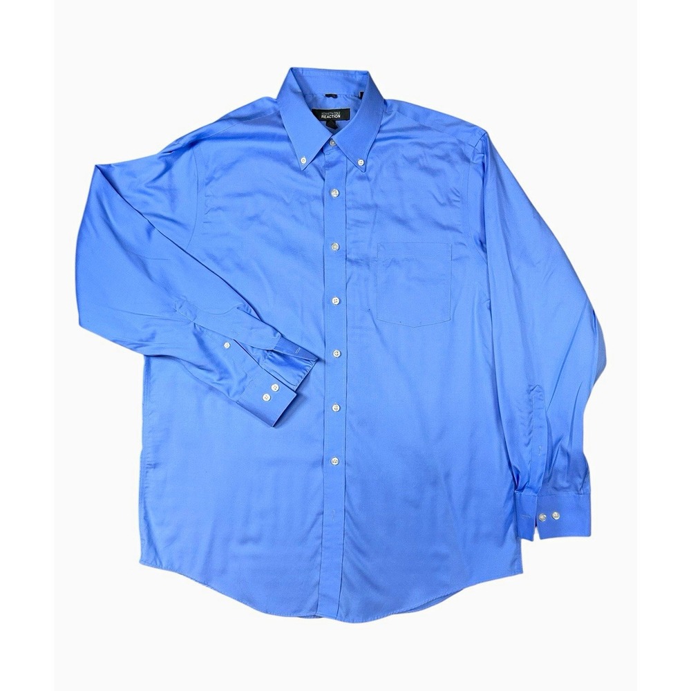 Kenneth Cole Reaction Men's Blue Button up Long Sleeve Dress Shirt 16-16.5 34/35
